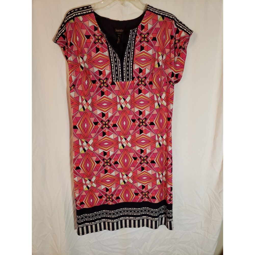 Women's Laundry By Shelli Segal Multicolor Geometric Pattern Short Sleeve Dress